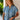 Erica Dusty Blue Zipper Short Sleeve Top - front view