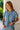 Erica Dusty Blue Zipper Short Sleeve Top - front view