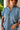 Erica Dusty Blue Zipper Short Sleeve Top - close up front view