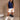 Celia Navy & White Scalloped Tank - full body front view