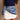 Cali Blue & Ivory Printed Satin Scarf - tied front view