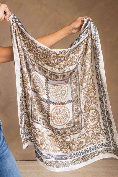 Gemma Printed Satin Scarf - Lizard Thicket