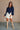 Mila Navy Eyelet Cropped Long Sleeve Top - full body front view