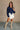 Mila Navy Eyelet Cropped Long Sleeve Top - full body front 