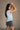 Logan White & Blue Striped Open Knit Top - side view