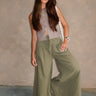 Tori Olive Wide Leg Pants - full body front view