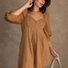 Jamie Golden Mocha Brown Romper- close up front view