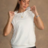 Zoe White Hoodie Sleeveless Tank- top front view