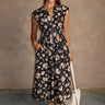 Stella Black Floral Zip-Up Midi Dress- full view