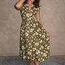 Stella Olive Floral Zip-Up Midi Dress- full body view