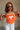 Danica Orange & White "T" Graphic Tank- close up top view