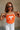 Danica Orange & White "T" Graphic Tank- close up top view