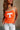 Danica Orange & White "T" Graphic Tank- close up top view
