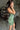 Sabrina Sage Satin Halter Mini Dress- side view