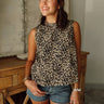 Esme Taupe Leopard Sleeveless Tank- front view