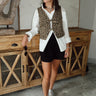 Vera Leopard Front Ties Vest- full body view