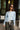 Romi Blue Curved Button-Up Cardigan - front view