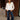 Sylvie Cream & Navy Striped Top - full body front view