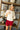 Kira Ivory & Burgundy Short Sleeve Sweater - front view