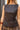 Beatrix Brown Leather Belted Tank Top - close up front view