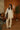 Cream Ribbed Knit Pants- full body front view