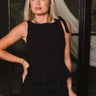 Isla Black Tie Flare Tank- front top view
