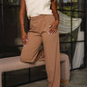 Ella Mocha Brown Wide Leg Pants- close up front view