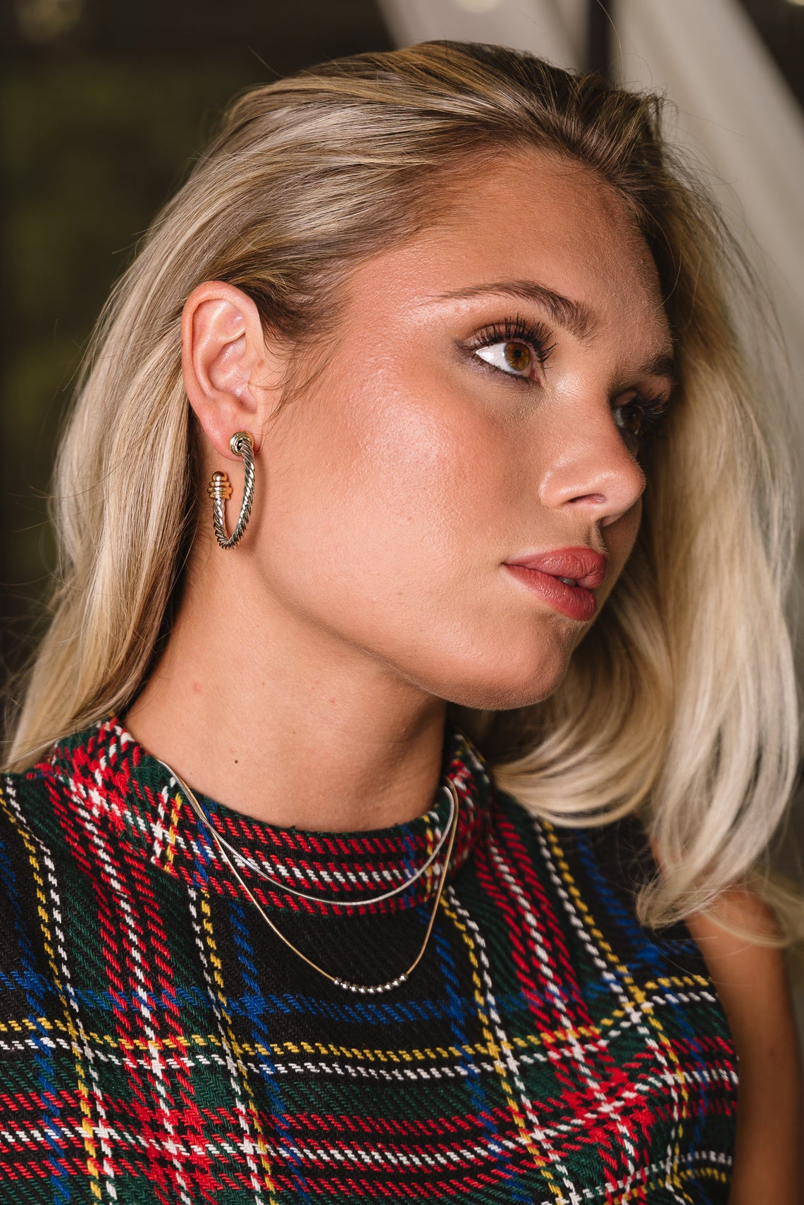 Keely Gold & Silver Layered Necklace - front view on model