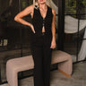 Lydia Black Gold Button-Up Tank- full body view