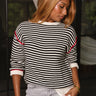 Vivian Black & Red Striped Long Sleeve Sweater- close up top view