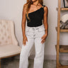Eva Black & Gold One-Shoulder Tank- full body view
