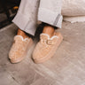 Mia Sugary Natural Shearling Platform Mule- full body front view