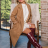 Ava Camel Button-Up Midi Coat - sitting view