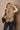 Cadie Taupe Faux Fur Vest - front view (belted)
