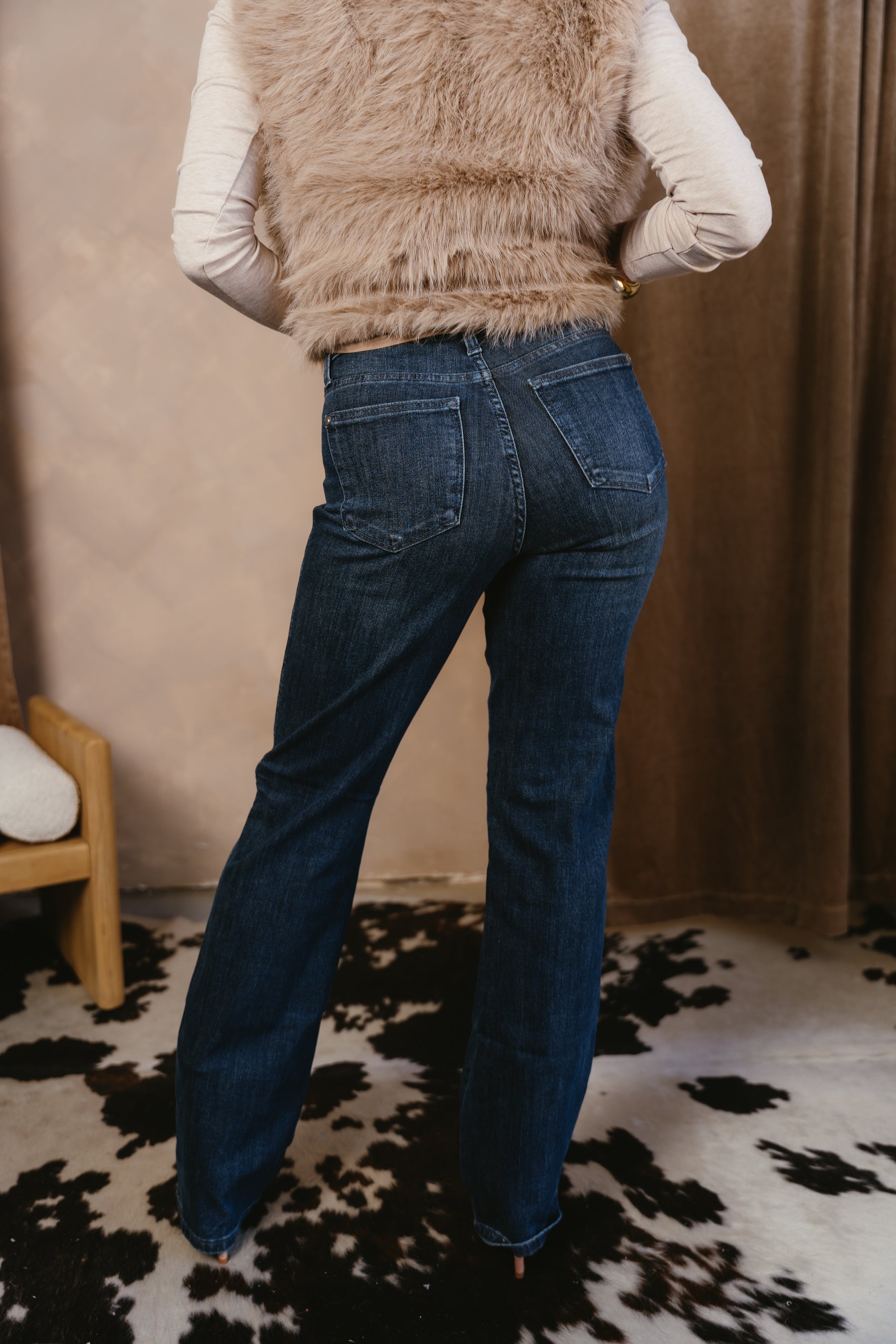 Judy Blue: Cara Dark Wash Straight Leg Jeans - full body back view
