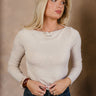 Willa Oatmeal High Neck Top- front view