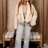 Danna Beige Quilt Puffer Jacket- full body view