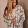 Kendall Taupe Multi Plaid Button-Up Top- front view