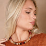 Liana Brown Multi Beaded Necklace - front view on model