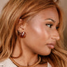 Jojo Brown Acrylic Stud Earrings - side view on model