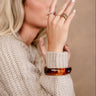Polly Brown Marbled Square Bangle - on models wrist