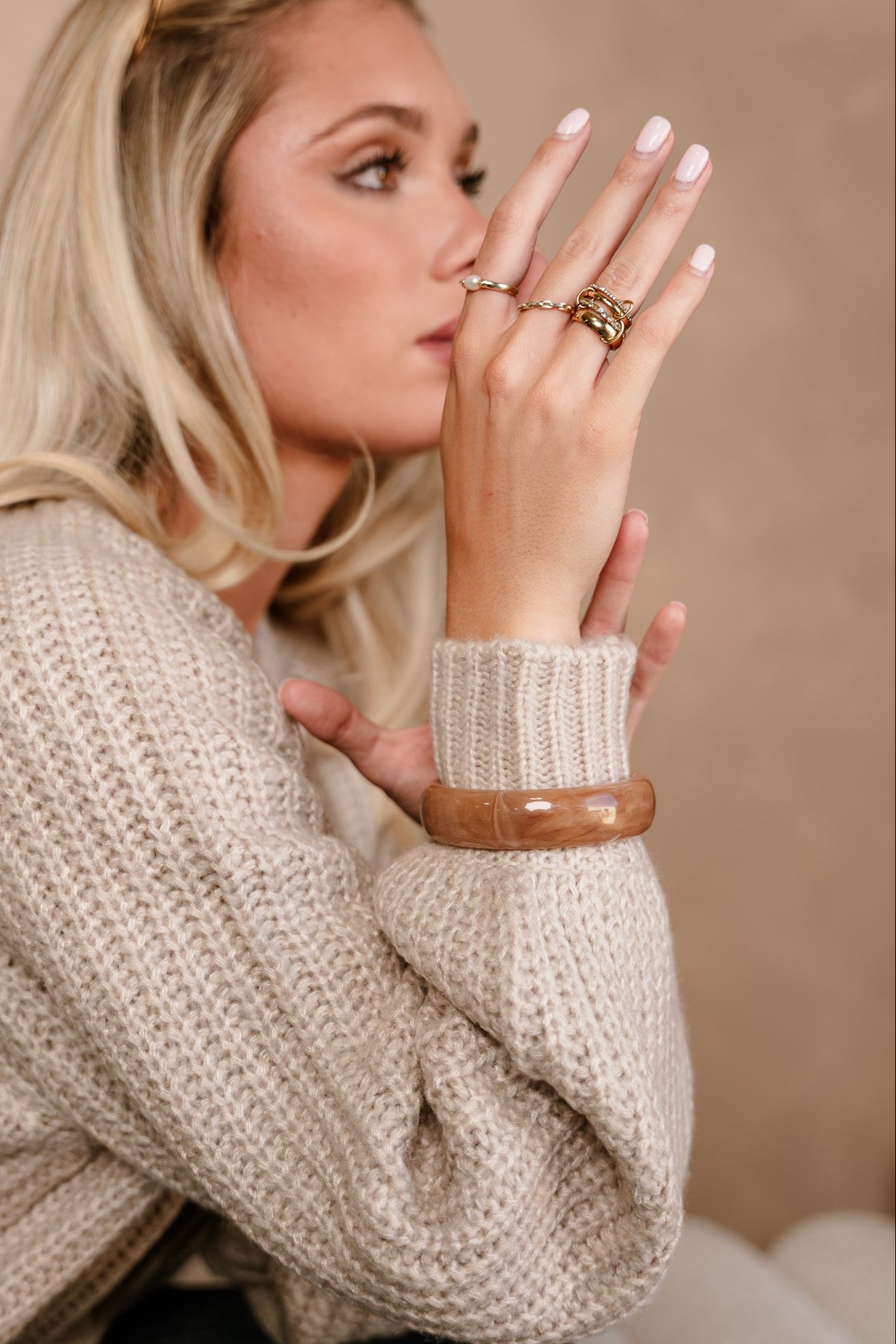 Brenna Brown Marbled Bangle on model