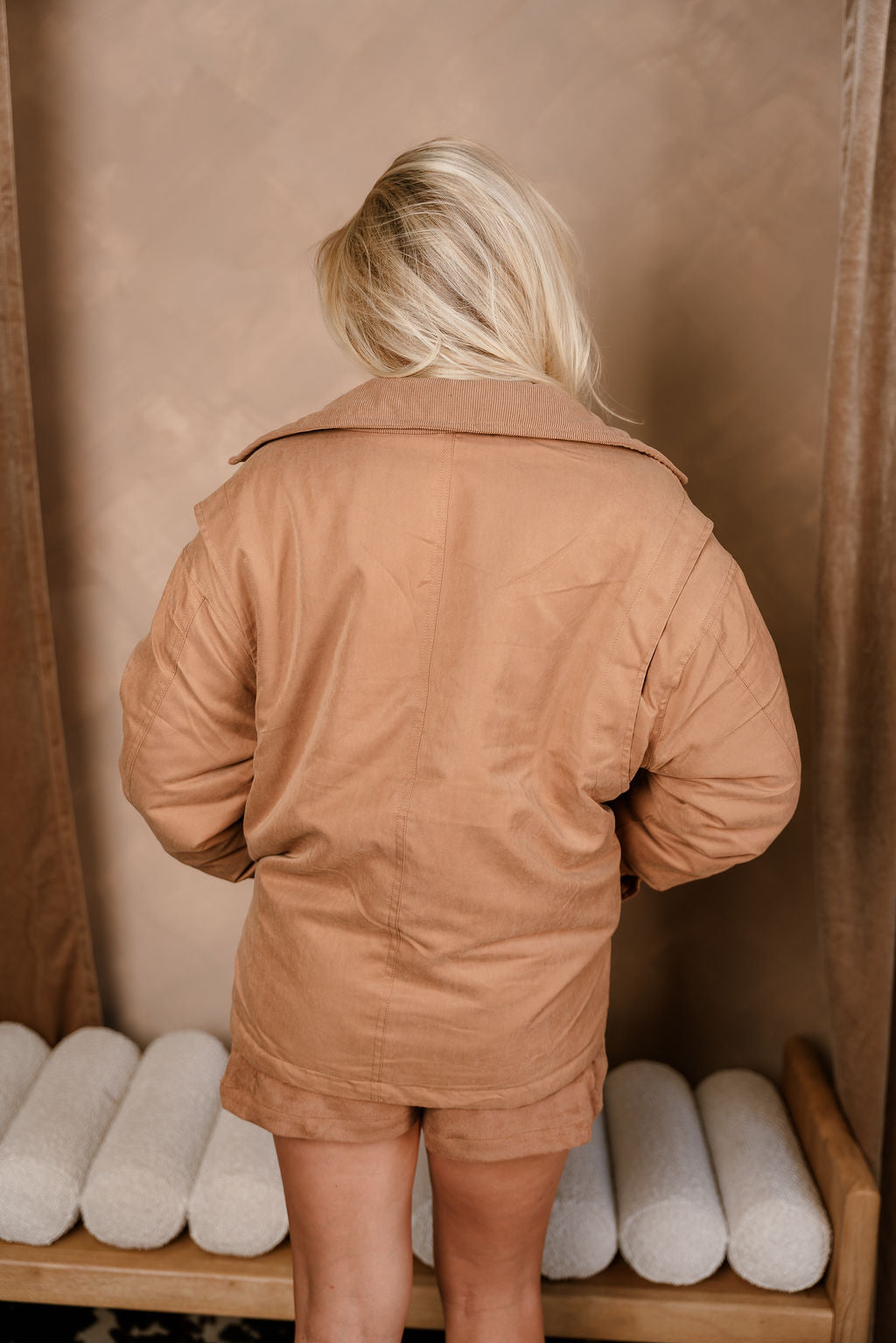 Mya Camel Brown Puffer Jacket- back view