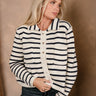Thea Cream & Navy Stripe Knit Cardigan- front top view