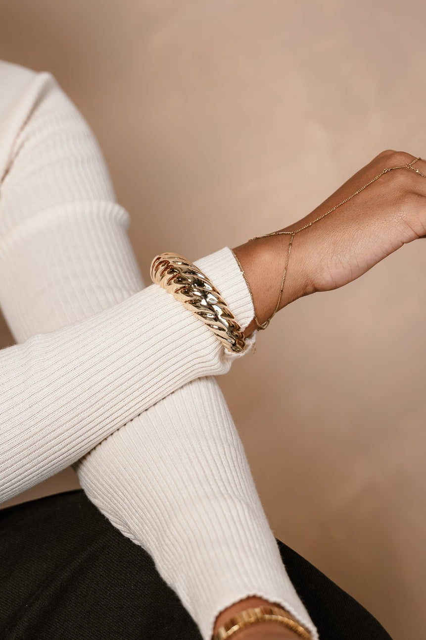 Renee Grey & Gold Roped Bangle Set - gold bangle
