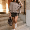 Freya Taupe Knit Cape Cardigan- full body view