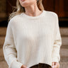 Wren Cream Knit Long Sleeve Sweater- front top view