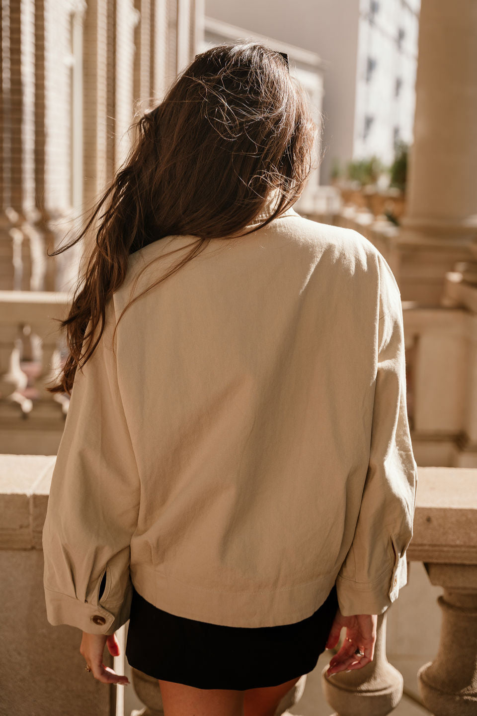 Phoebe Beige Button-Up Jacket- back view
