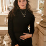 Mia Black High Neck Knit Top- front top view