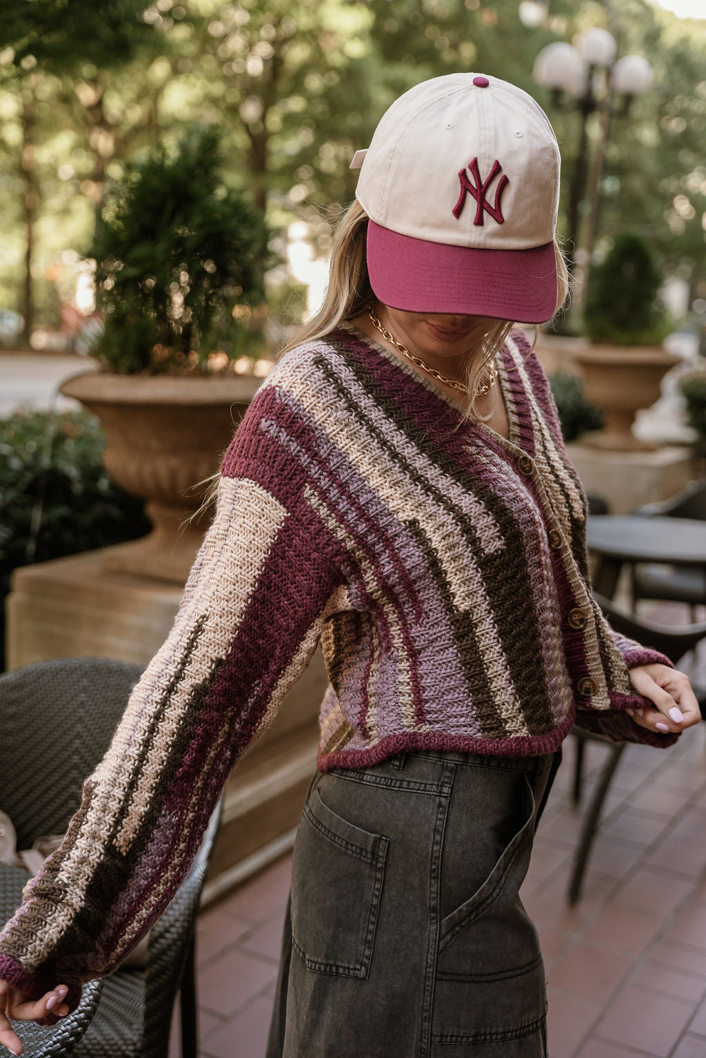 Soraya Purple Multi Knit Cardigan - side view